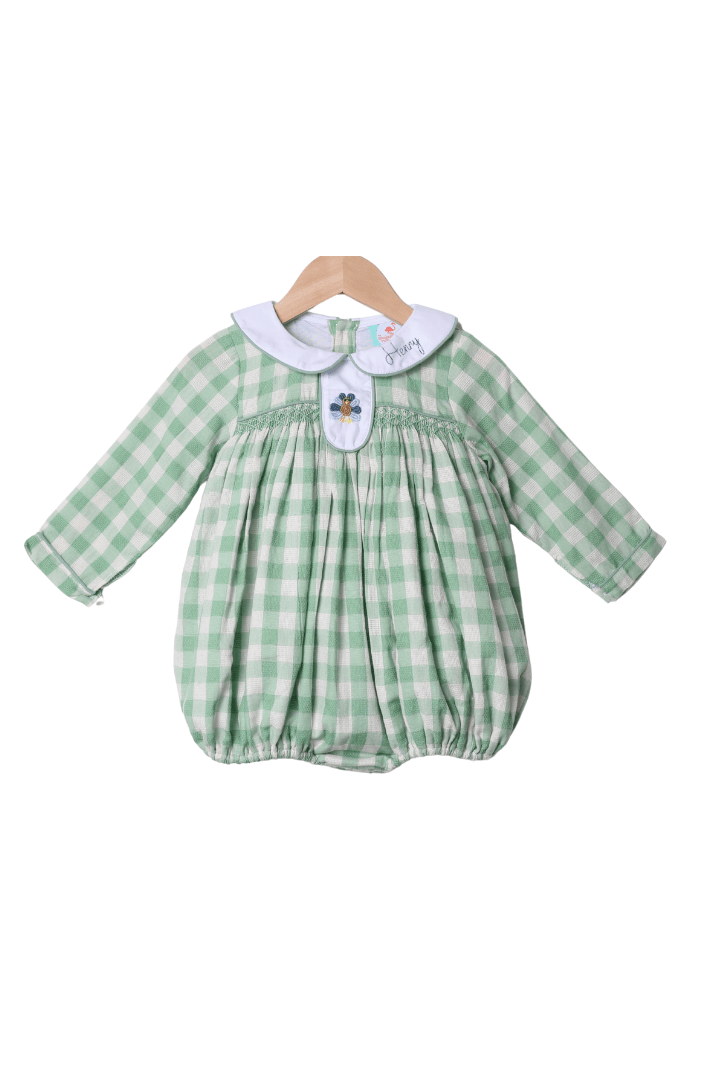 The Smocked Flamingo Apparel & Accessories Bullion Turkey Mint Linen Gingham Bubble