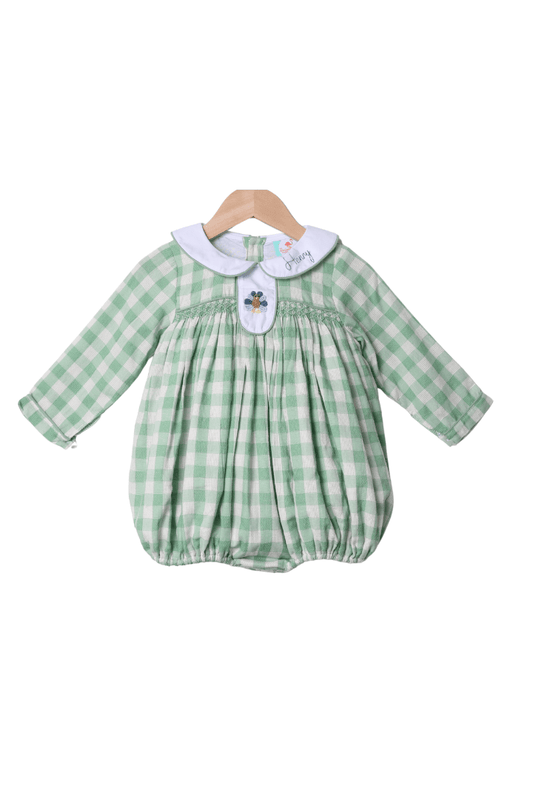 The Smocked Flamingo Apparel & Accessories Bullion Turkey Mint Linen Gingham Bubble