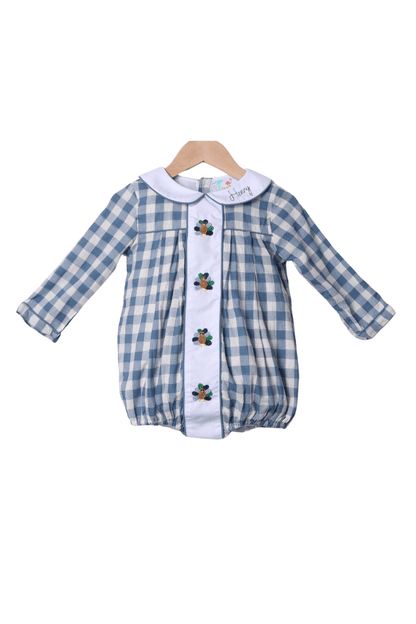 The Smocked Flamingo Apparel & Accessories Bullion Turkey Stone Blue Gingham Bubble
