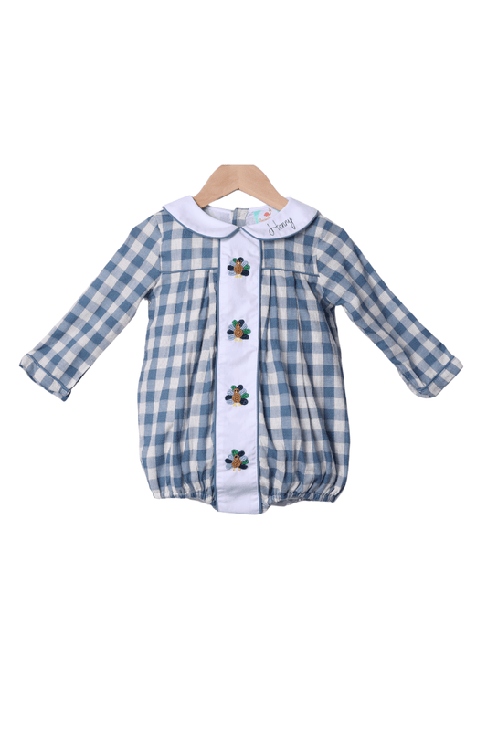 The Smocked Flamingo Apparel & Accessories Bullion Turkey Stone Blue Gingham Bubble