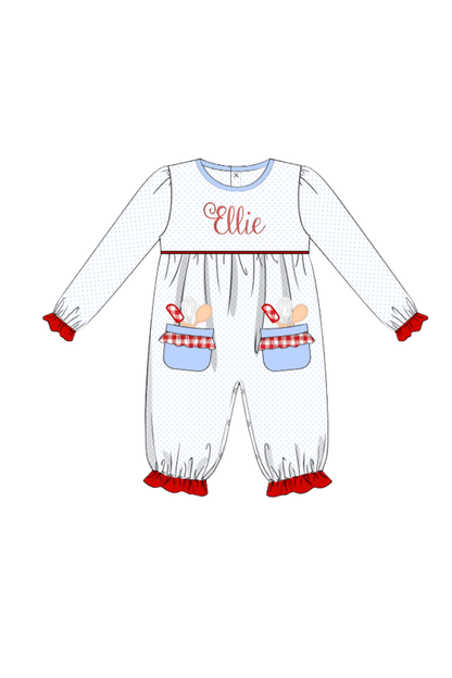 The Smocked Flamingo Apparel & Accessories Christmas Cookies Blue Bitty Dot Romper