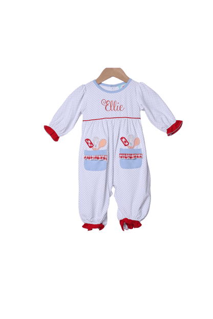 The Smocked Flamingo Apparel & Accessories Christmas Cookies Blue Bitty Dot Romper