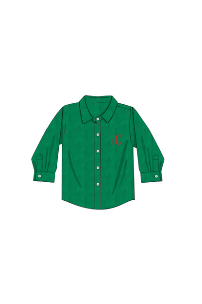 The Smocked Flamingo Apparel & Accessories Christmas Green Corduroy Button Down Shirt