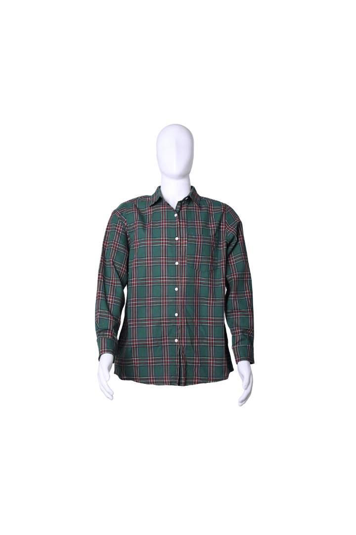 The Smocked Flamingo Apparel & Accessories Christmas Green Flannel Plaid Button Down Dad Shirt