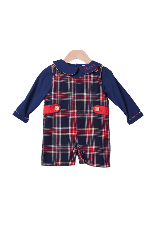 The Smocked Flamingo Apparel & Accessories Christmas Navy Tartan Plaid 2pc Jon Jon