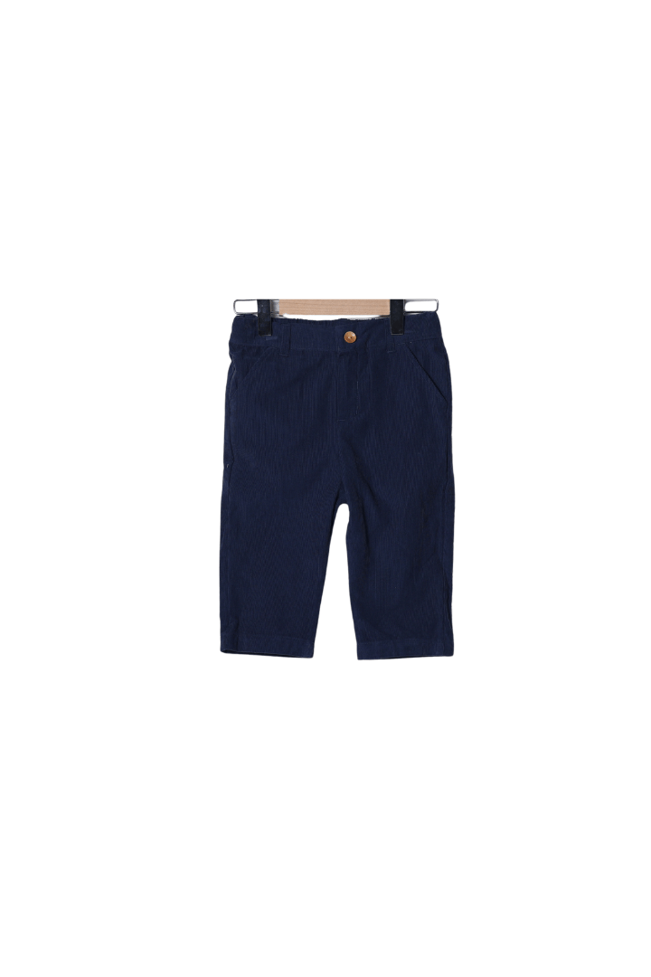 The Smocked Flamingo Apparel & Accessories Christmas Navy Tartan Plaid Navy Corduroy Pant Set