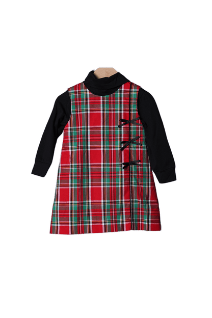 The Smocked Flamingo Apparel & Accessories Christmas Plaid Black Bow Dress and Turtleneck