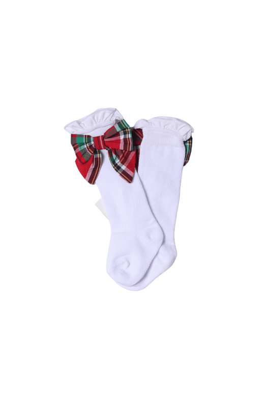 The Smocked Flamingo Apparel & Accessories Christmas Plaid Bow Socks