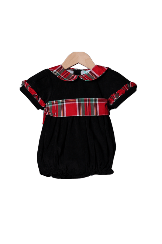 The Smocked Flamingo Apparel & Accessories Christmas Plaid Corduroy Bow Bubble