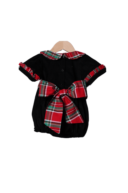 The Smocked Flamingo Apparel & Accessories Christmas Plaid Corduroy Bow Bubble