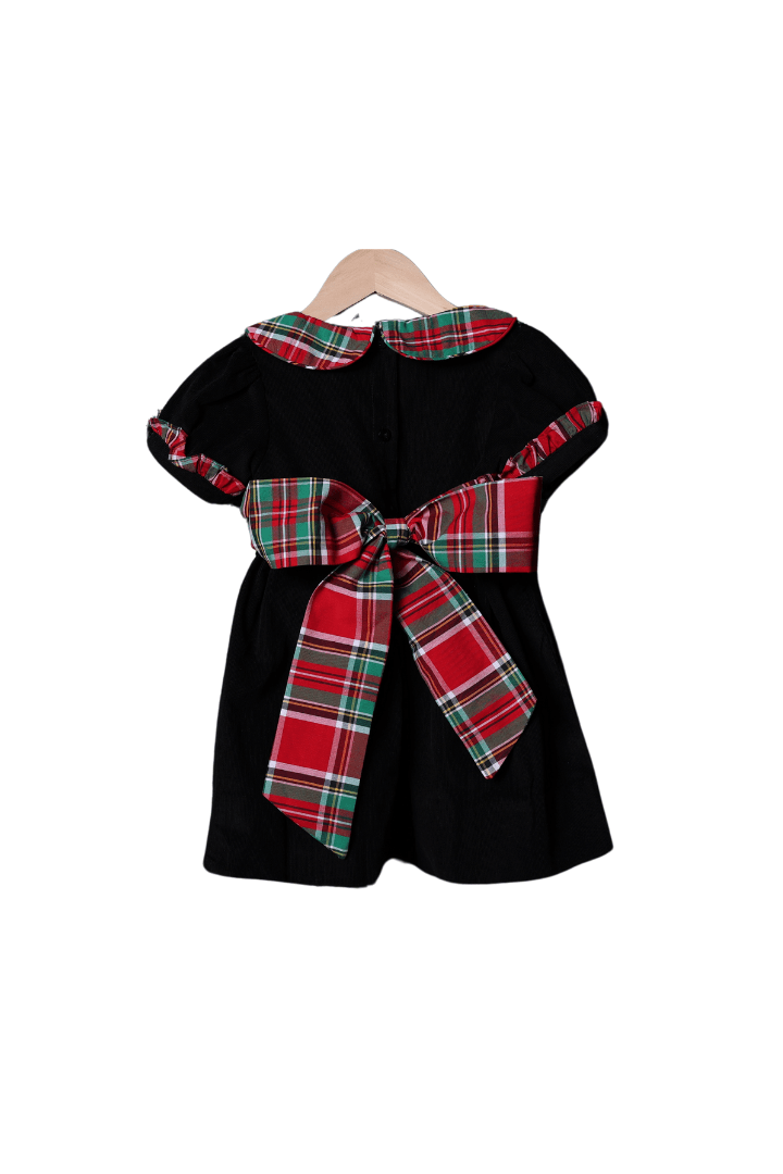 The Smocked Flamingo Apparel & Accessories Christmas Plaid Corduroy Bow Dress