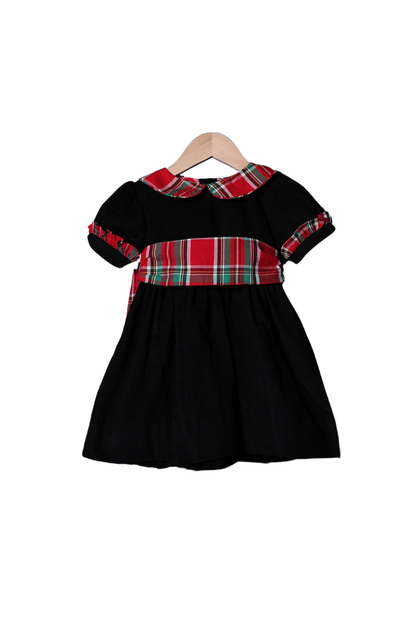 The Smocked Flamingo Apparel & Accessories Christmas Plaid Corduroy Bow Dress