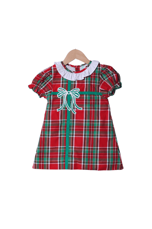 The Smocked Flamingo Apparel & Accessories Christmas Present Plaid Bow Dress