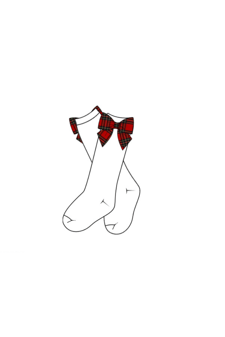 The Smocked Flamingo Apparel & Accessories Christmas Red Tartan Plaid Bow Socks