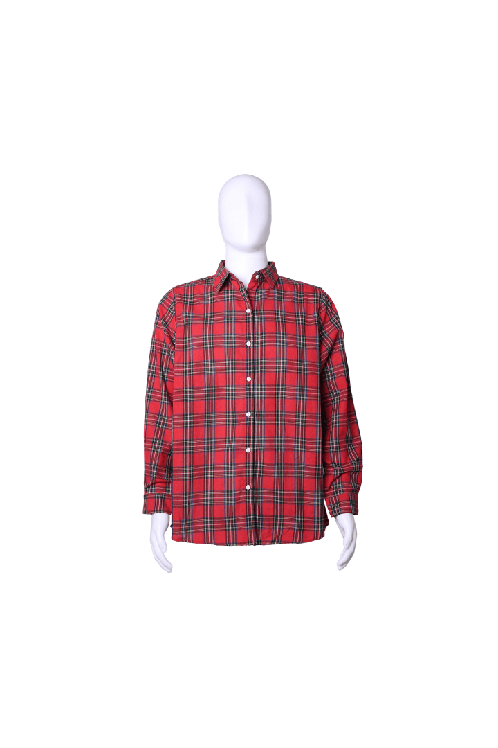 The Smocked Flamingo Apparel & Accessories Christmas Red Tartan Plaid Dad Button Down Shirt