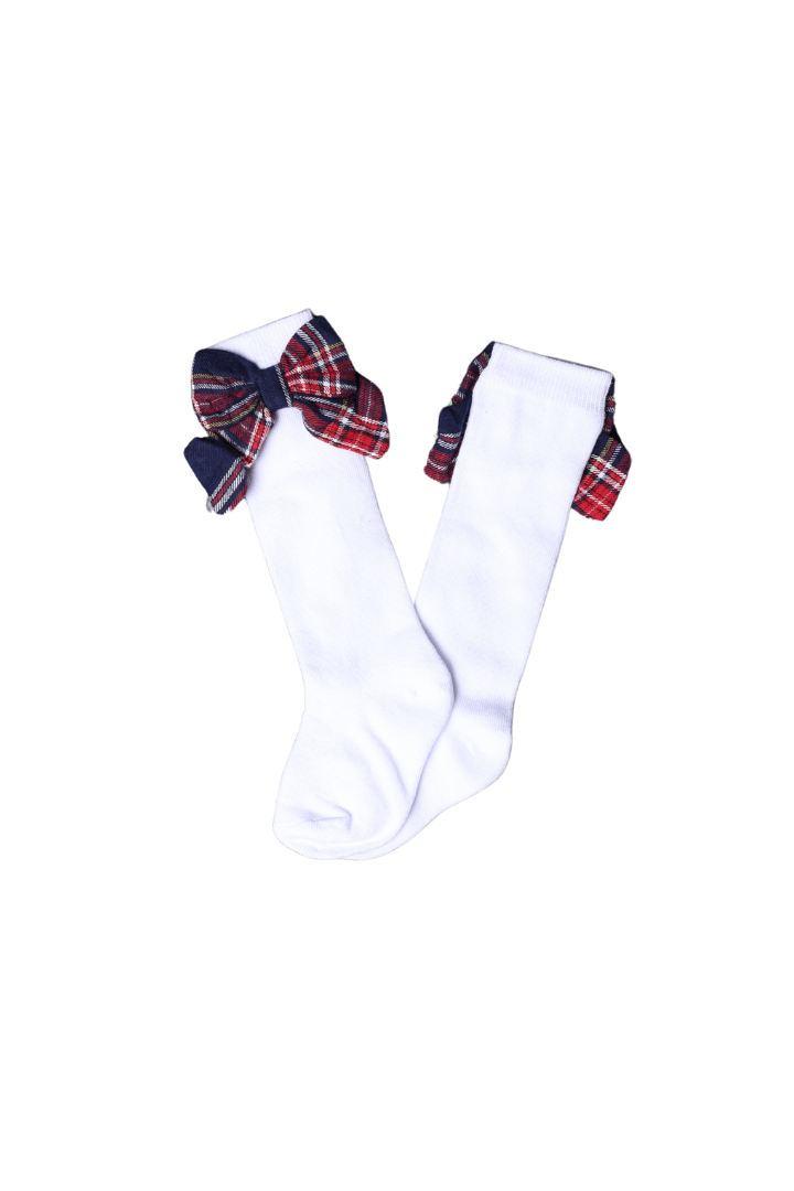 The Smocked Flamingo Apparel & Accessories Christmas Tartan Bow Socks