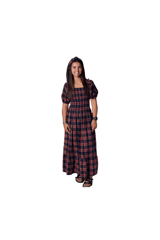 The Smocked Flamingo Apparel & Accessories Christmas Tartan Plaid Matching Mom Dress