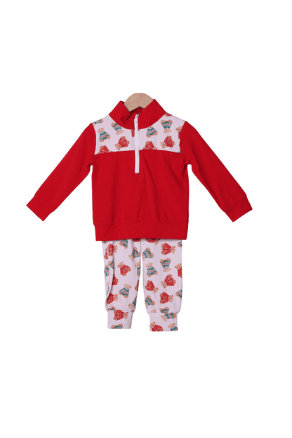 The Smocked Flamingo Apparel & Accessories Christmas Teddy Bear Pullover Jogger Set