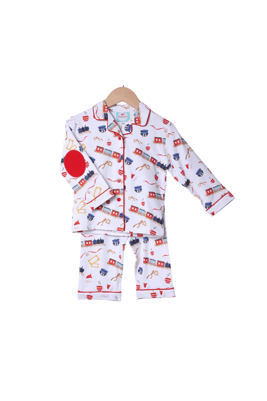 The Smocked Flamingo Apparel & Accessories Christmas Train Lounge Set
