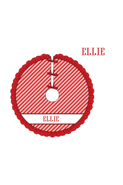 The Smocked Flamingo Apparel & Accessories Christmas Tree Skirt / One Size Pre-Order Smocked Custom Name Candy Cane Plaid Trimmings