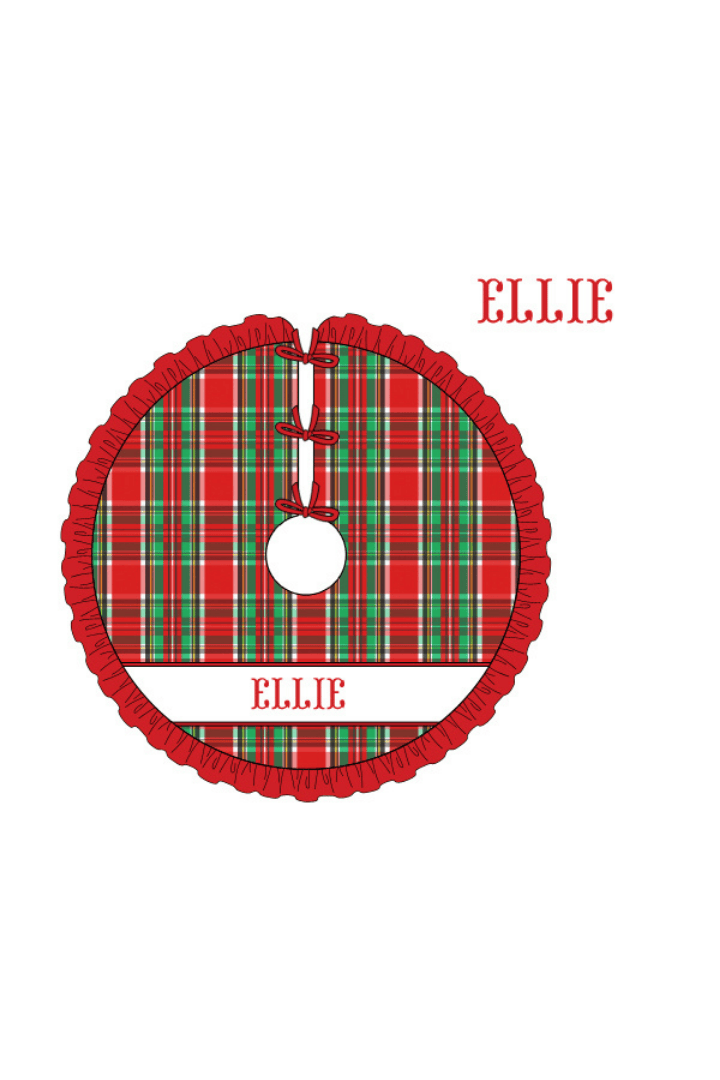 The Smocked Flamingo Apparel & Accessories Christmas Tree Skirt / One Size Pre-Order Smocked Custom Name Christmas Tartan Plaid Trimmings