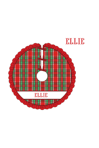 The Smocked Flamingo Apparel & Accessories Christmas Tree Skirt / One Size Pre-Order Smocked Custom Name Christmas Tartan Plaid Trimmings