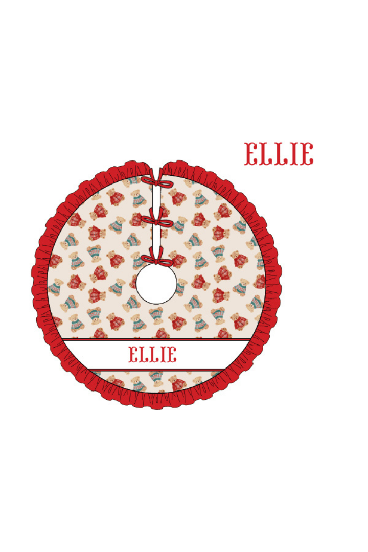 The Smocked Flamingo Apparel & Accessories Christmas Tree Skirt / One Size Pre-Order Smocked Custom Name Christmas Teddy Bear Trimmings