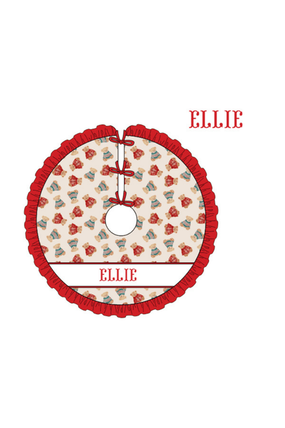 The Smocked Flamingo Apparel & Accessories Christmas Tree Skirt / One Size Pre-Order Smocked Custom Name Christmas Teddy Bear Trimmings