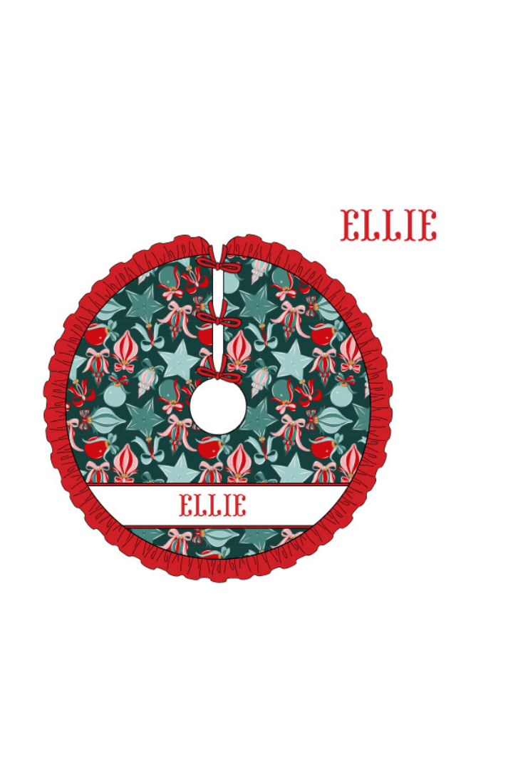 The Smocked Flamingo Apparel & Accessories Christmas Tree Skirt / One Size Pre-Order Smocked Custom Name Festive Ornaments Christmas Trimmings