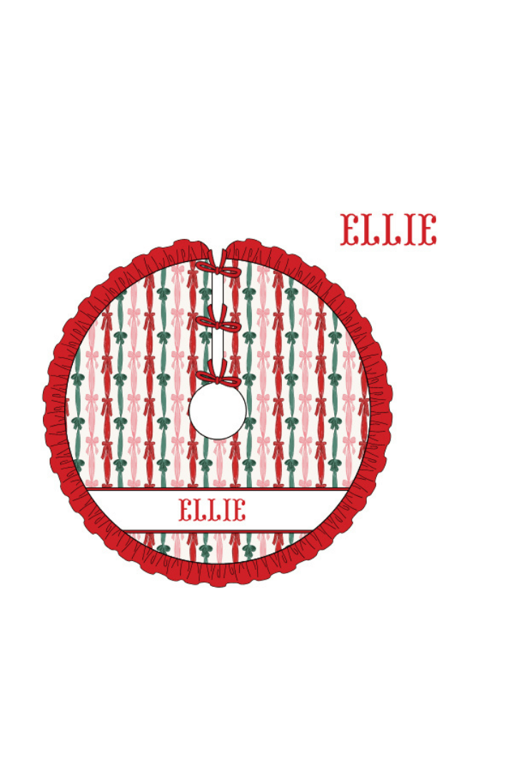 The Smocked Flamingo Apparel & Accessories Christmas Tree Skirt / One Size Pre-Order Smocked Custom Name Holiday Bows Trimmings