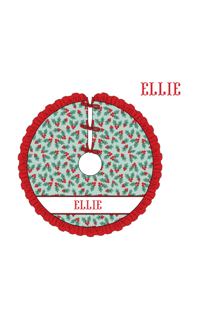 The Smocked Flamingo Apparel & Accessories Christmas Tree Skirt / One Size Pre-Order Smocked Custom Name Holly Christmas Trimmings