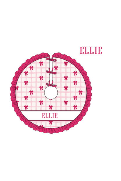 The Smocked Flamingo Apparel & Accessories Christmas Tree Skirt / One Size Pre-Order Smocked Custom Name Pink Bow Trimmings