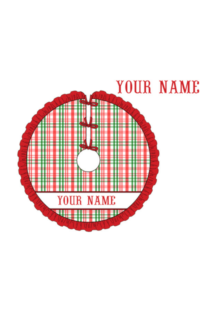 The Smocked Flamingo Apparel & Accessories Christmas Tree Skirt / One Size Pre-Order Smocked Custom Name Red and Green Plaid Trimmings