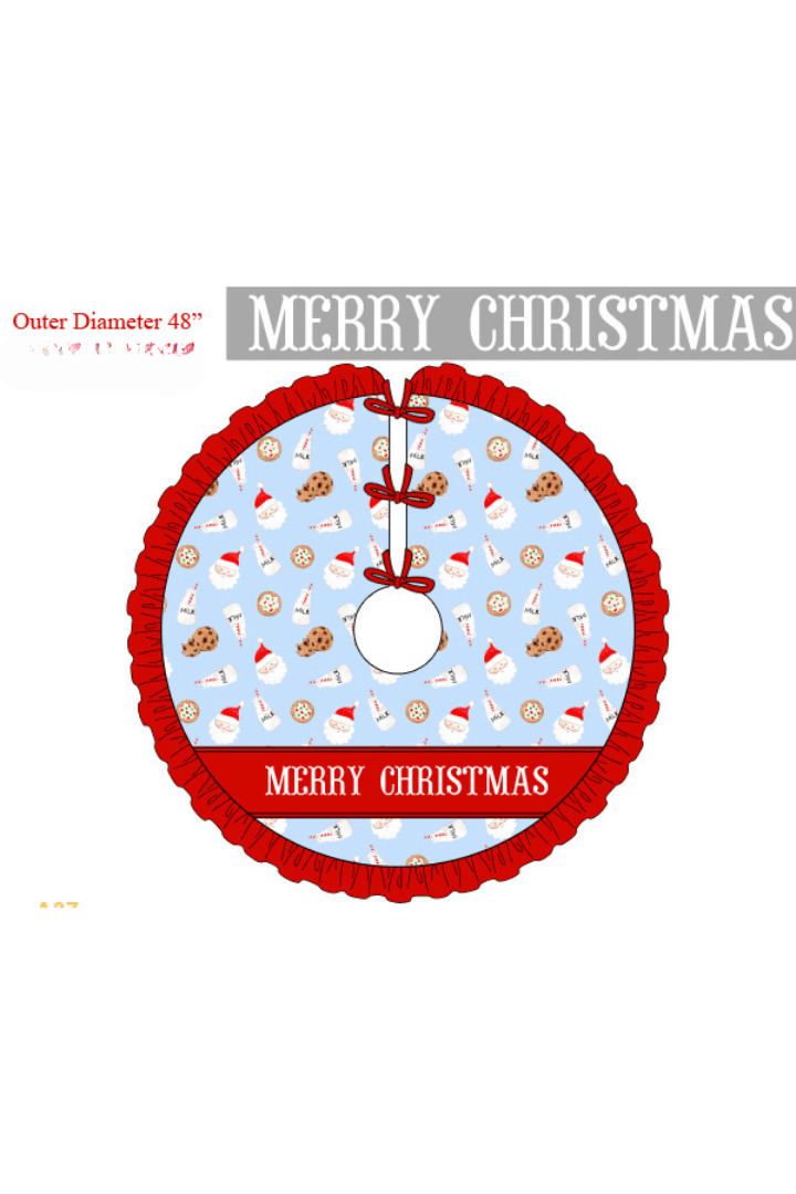 The Smocked Flamingo Apparel & Accessories Christmas Tree Skirt Pre-Order Smocked Custom Name Blue Cookies and Milk Christmas Trimmings