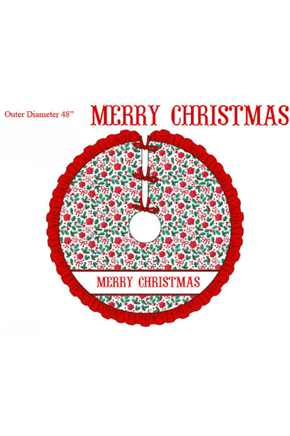 The Smocked Flamingo Apparel & Accessories Christmas Tree Skirt Pre-Order Smocked Custom Name Christmas Holly Christmas Trimmings