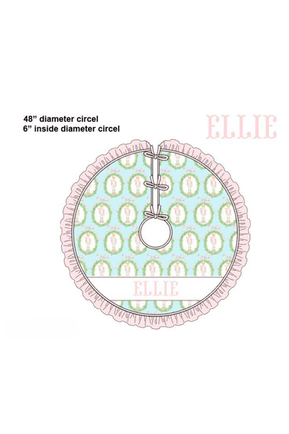 The Smocked Flamingo Apparel & Accessories Christmas Tree Skirt Pre-Order Smocked Custom Name Mint Nutcracker Christmas Trimmings