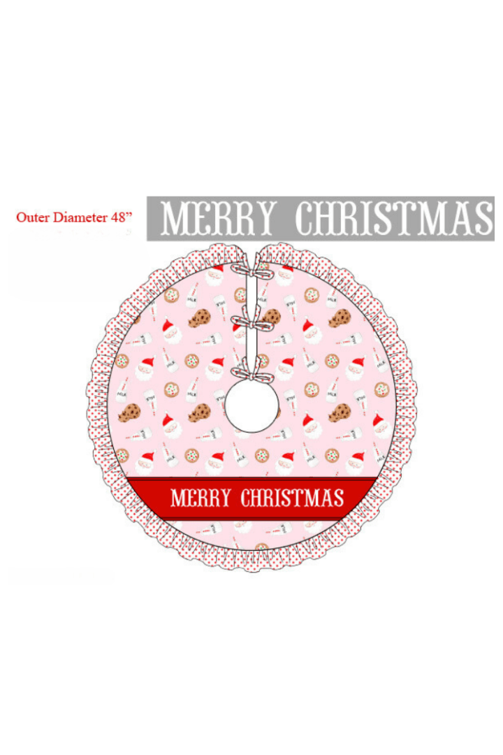 The Smocked Flamingo Apparel & Accessories Christmas Tree Skirt Pre-Order Smocked Custom Name Pink Cookies and Milk Christmas Trimmings