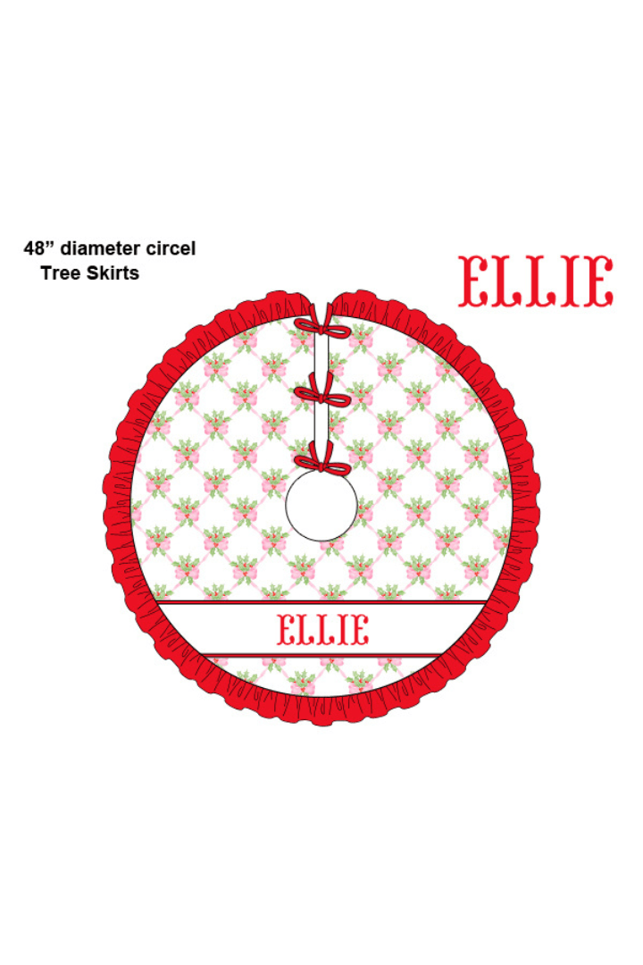 The Smocked Flamingo Apparel & Accessories Christmas Tree Skirt Pre-Order Smocked Custom Name Sweet Holly Christmas Trimmings