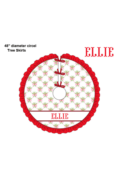 The Smocked Flamingo Apparel & Accessories Christmas Tree Skirt Pre-Order Smocked Custom Name Sweet Holly Christmas Trimmings