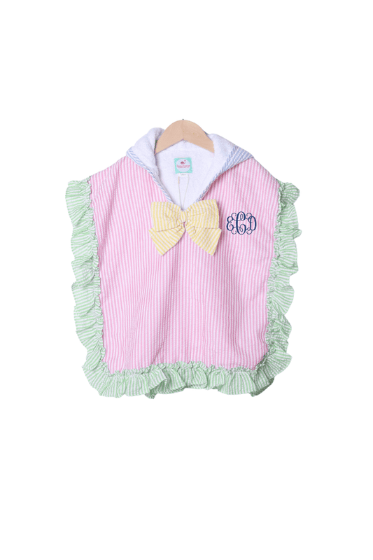 The Smocked Flamingo Apparel & Accessories Color Block Seersucker Ruffle Coverup