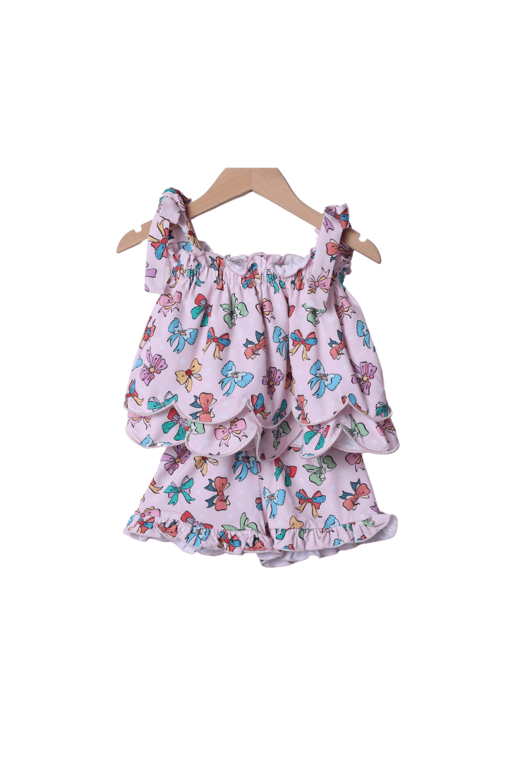 The Smocked Flamingo Apparel & Accessories Colorful Bow Princess Short Set