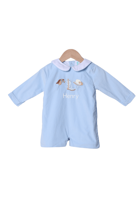 The Smocked Flamingo Apparel & Accessories Cowboy Blue Long Sleeve Corduroy Jon Jon