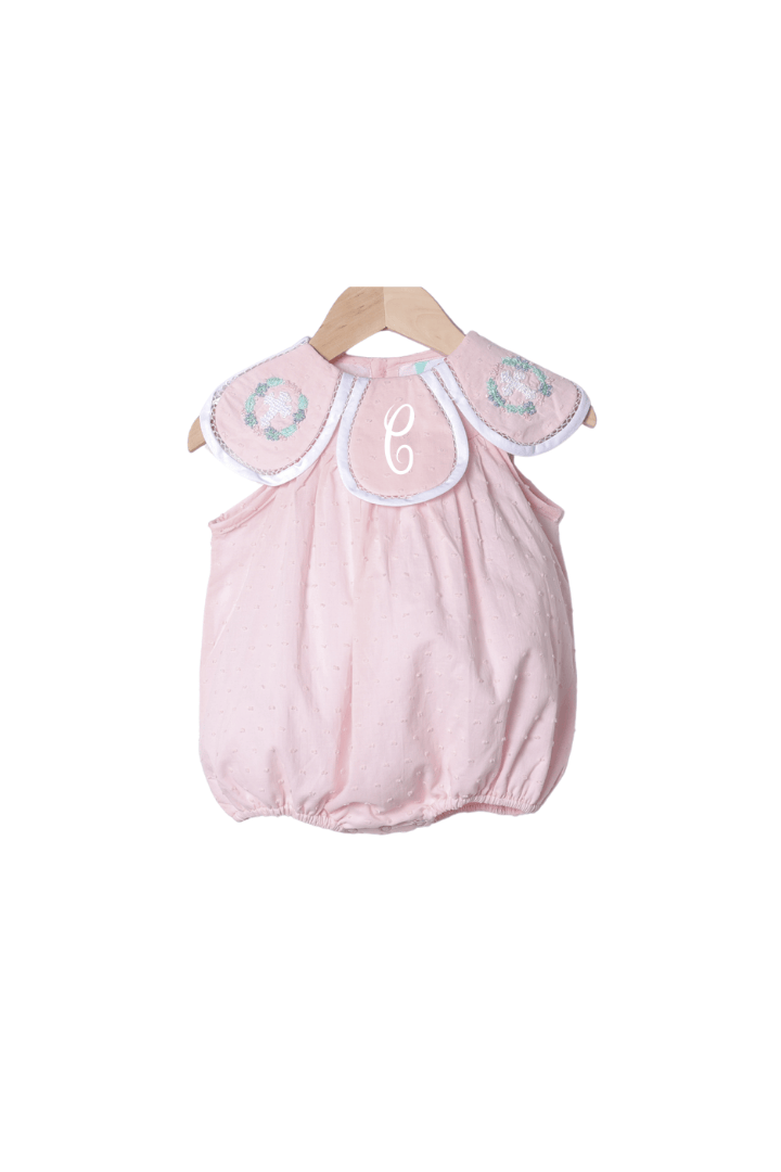 The Smocked Flamingo Apparel & Accessories Crochet Cross Pink Swiss Dot Monogram Tulip Bubble