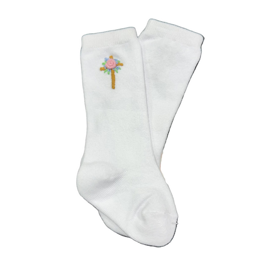 The Smocked Flamingo Apparel & Accessories Crochet Flower Cross Knee Socks