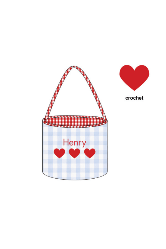 The Smocked Flamingo Apparel & Accessories Crochet Heart Blue Buffalo Check Treat Basket (Copy)