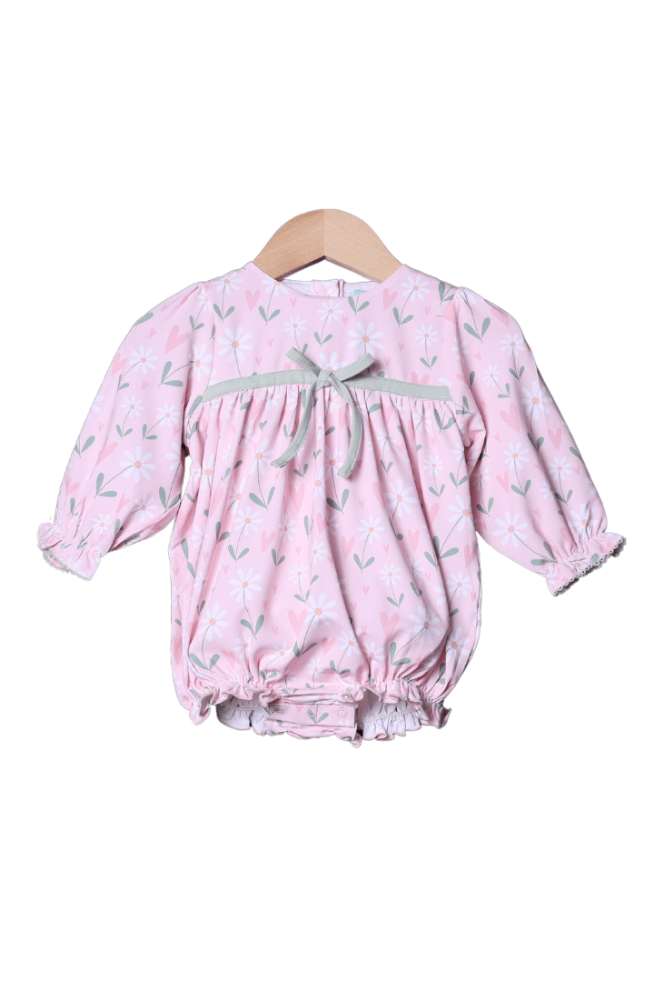 The Smocked Flamingo Apparel & Accessories Daisy Love Pink Knit Bubble