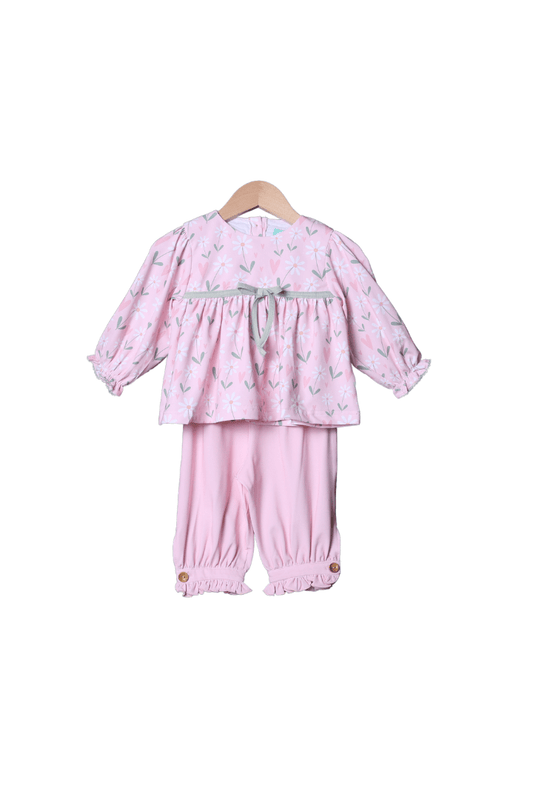 The Smocked Flamingo Apparel & Accessories Daisy Love Pink Knit Pant Set