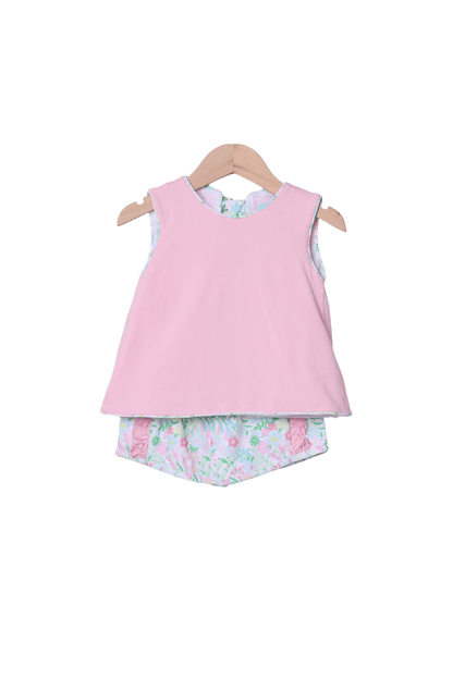 The Smocked Flamingo Apparel & Accessories Ellie Floral Knit Short Set