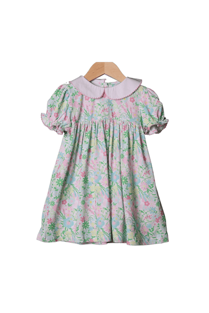 The Smocked Flamingo Apparel & Accessories Ellie Floral Peter Pan Collar Dress