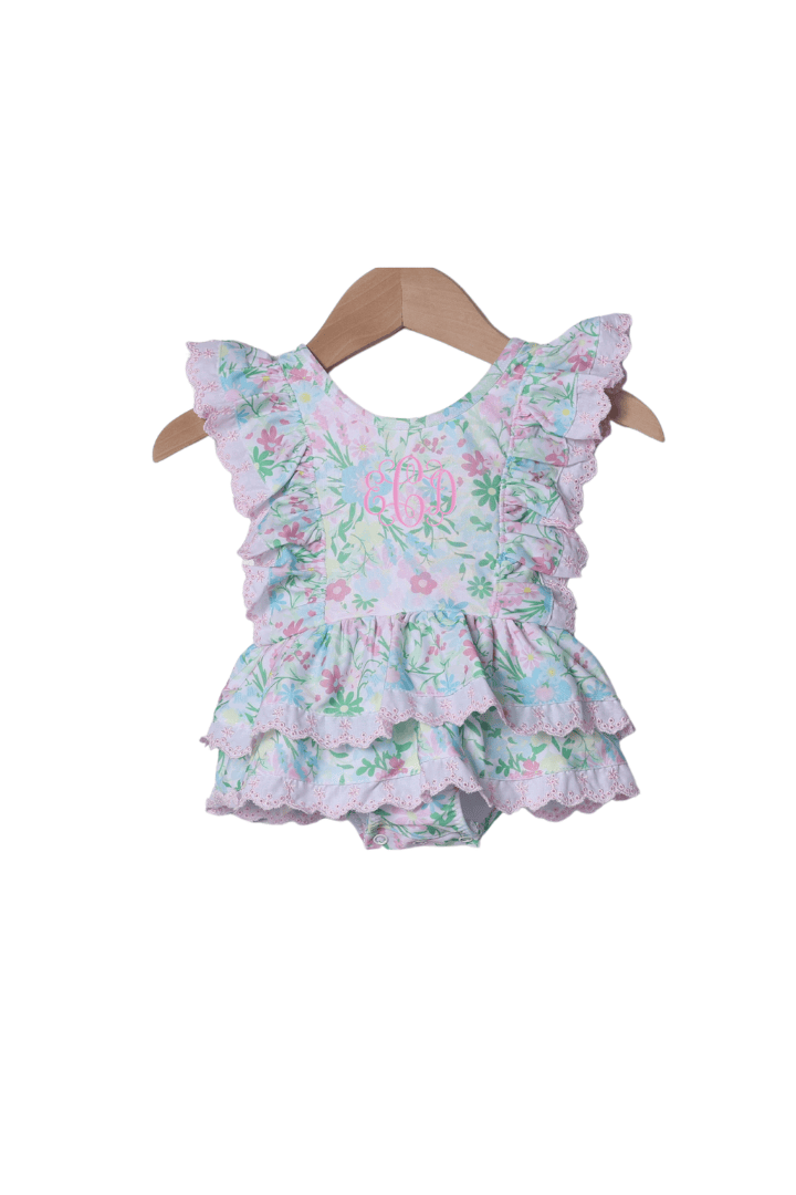 The Smocked Flamingo Apparel & Accessories Ellie Floral Ruffle Swimsuit